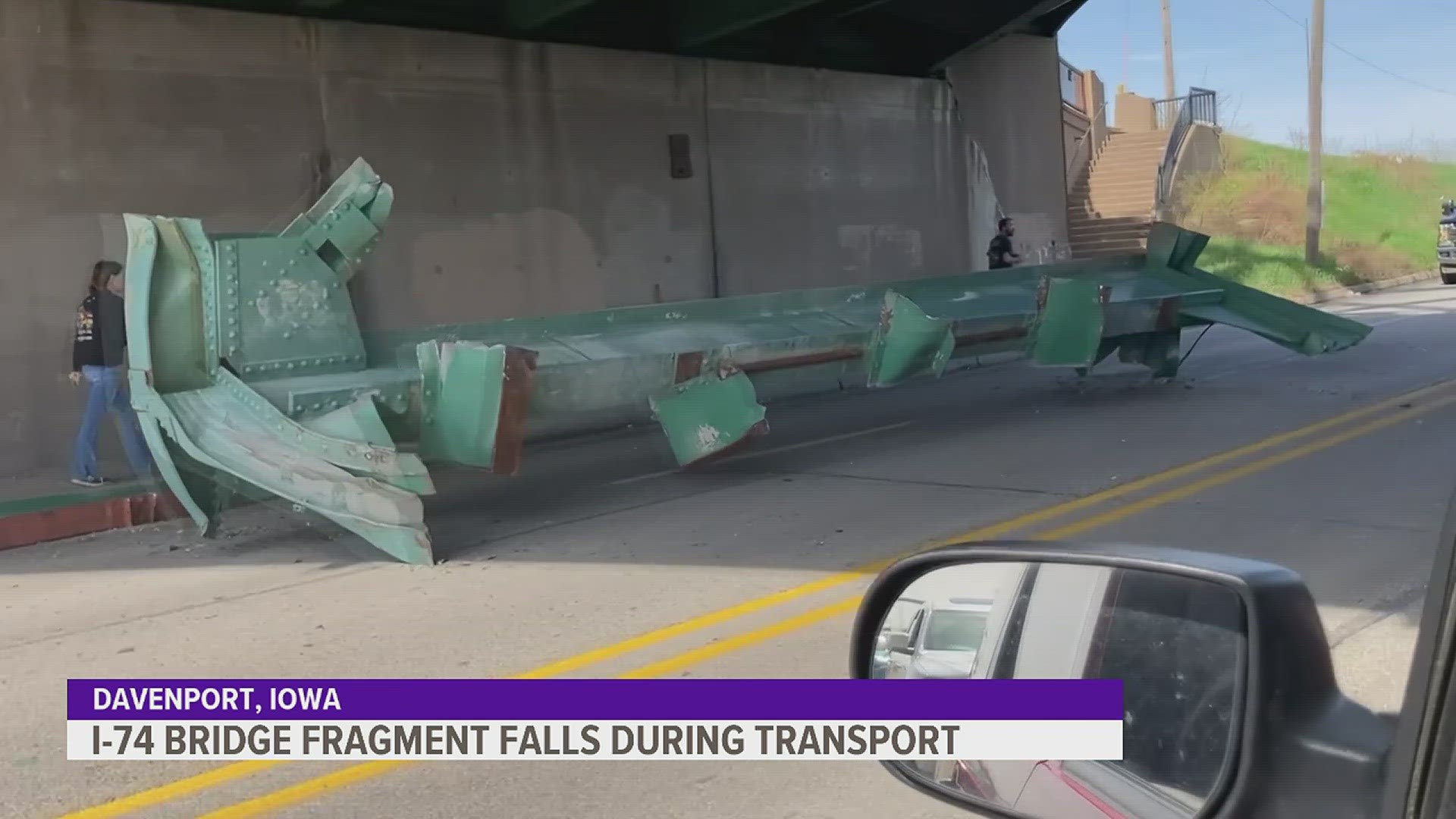 Drivers were held up as the large section landed in the westbound lane, directly under the Government Bridge.