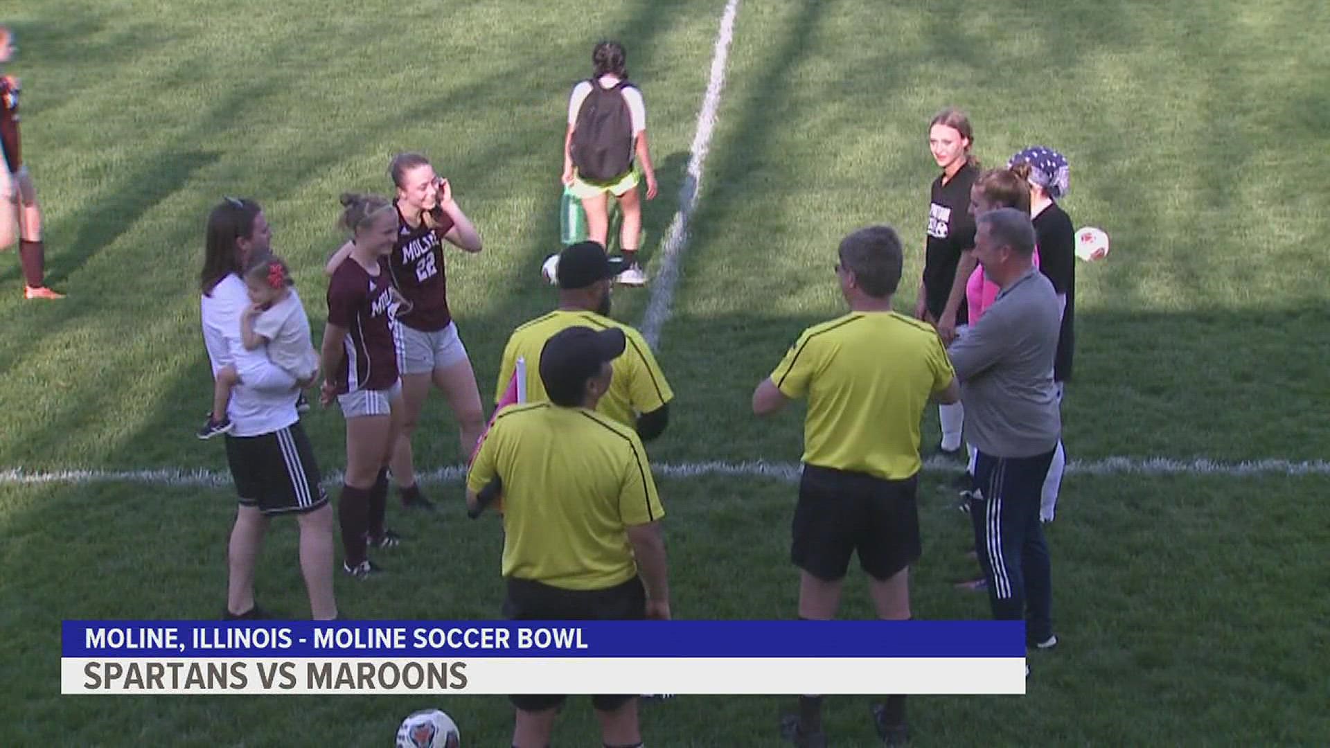 The Spartans scored three times in the second half to down the Maroons in the regular-season finale.