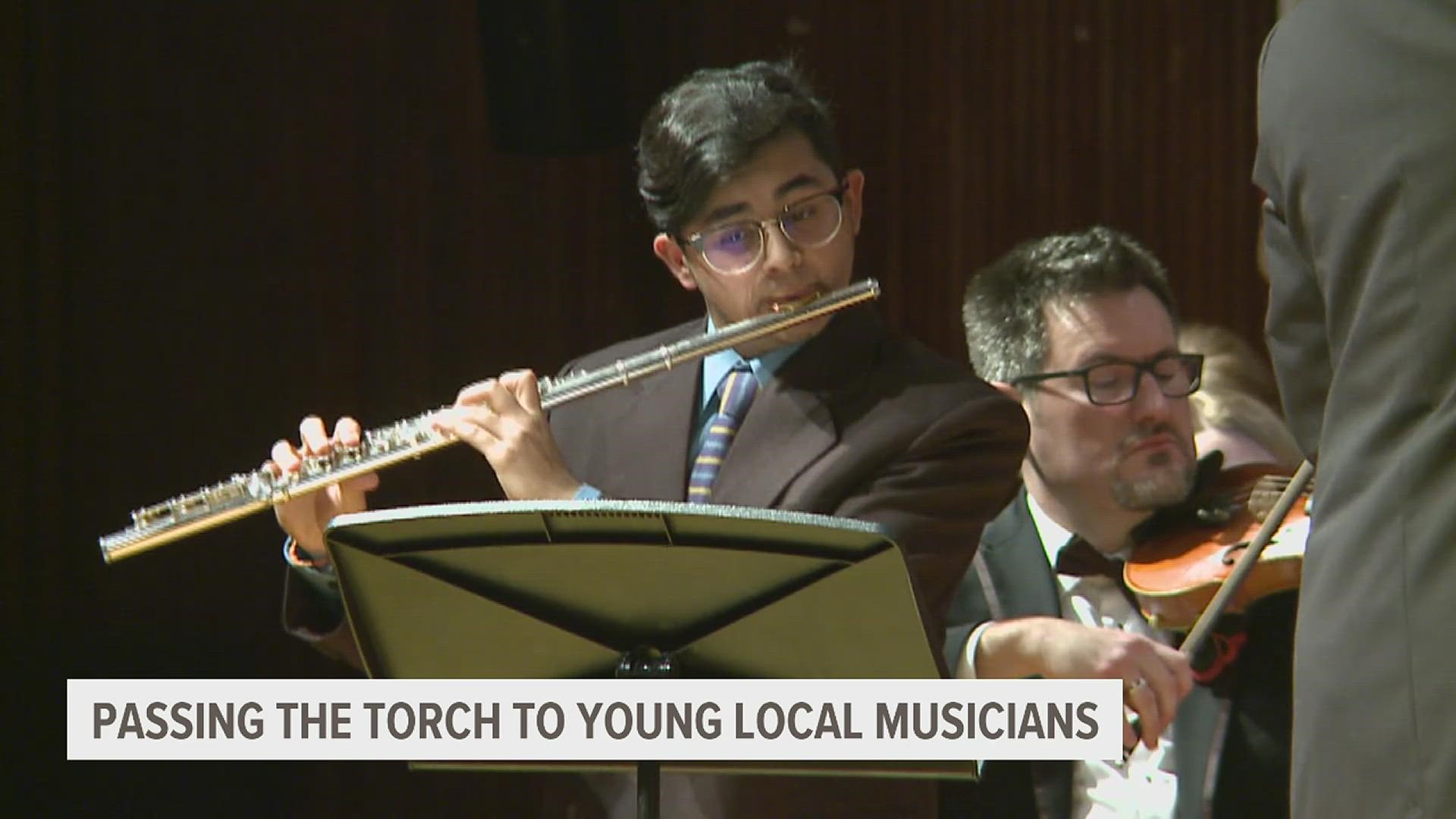 Akshar Barot won the symphony's young artist award and performed Mozart's Concerto in G Major on the Flute.