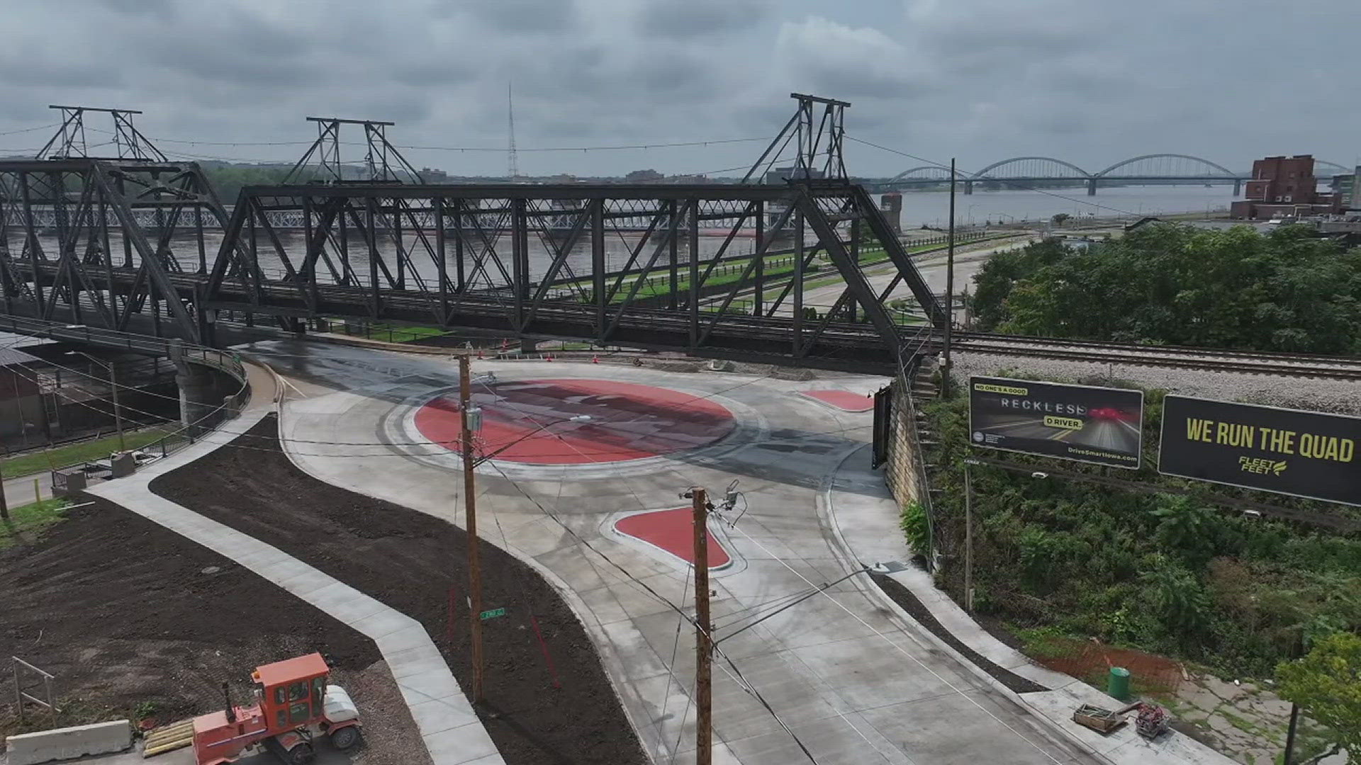 The roundabout's construction resulted in the bridge being closed for months. It will remain closed for repairs but a timeline on that is not clear as of yet.