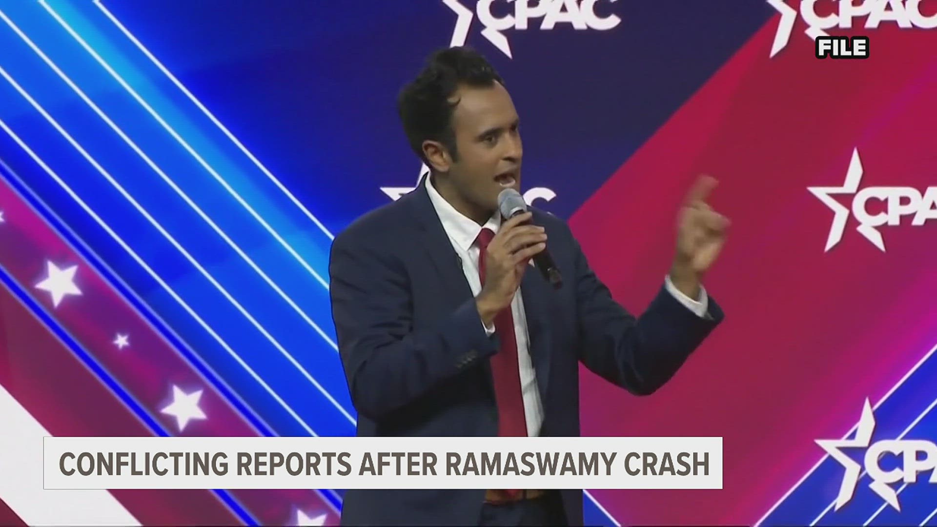 Vivek Ramaswamy's car was hit this week in Iowa. Police say there is a report for the incident, but have found no evidence the crash was intentional.