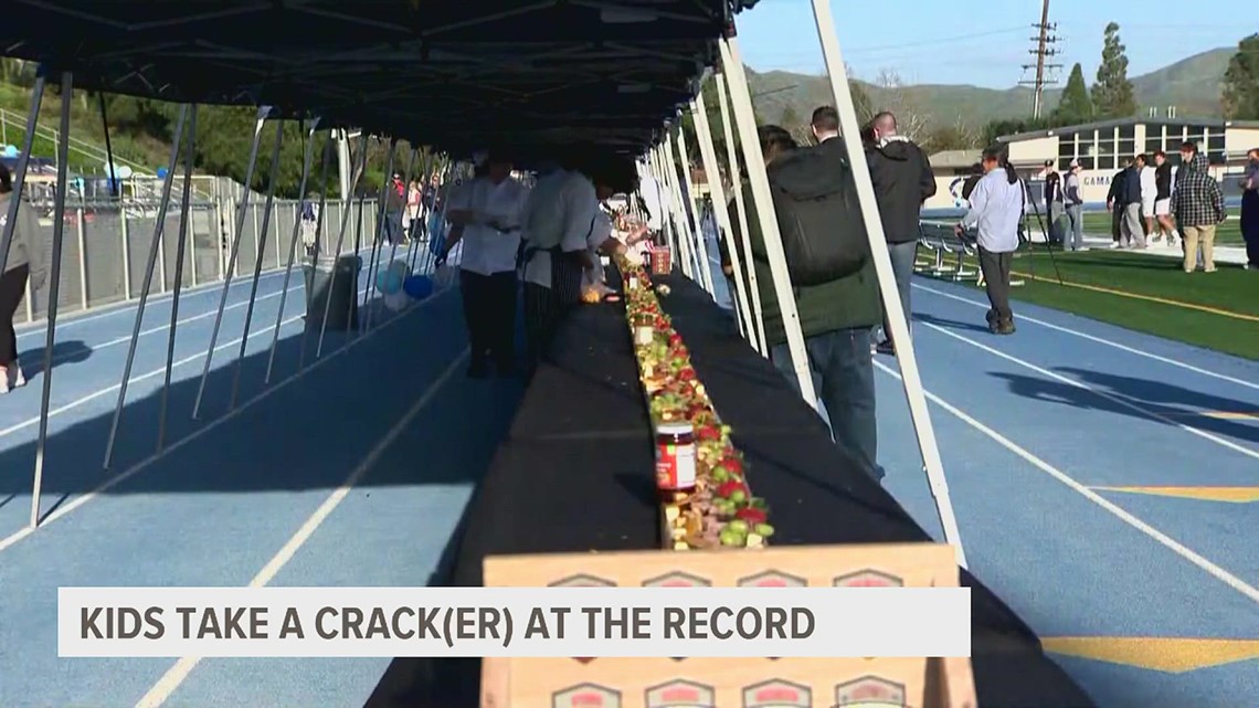 A California High School uses old gym bleacher to make the longest charcuterie board