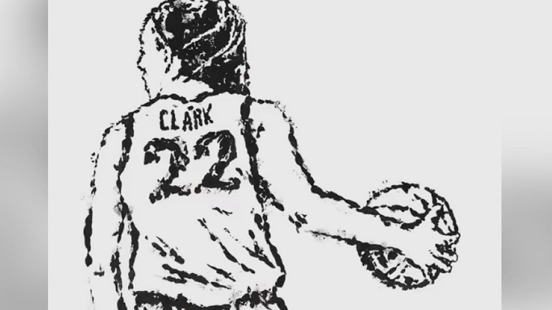 Meet the artist who used a basketball to paint Caitlin Clark | wqad.com