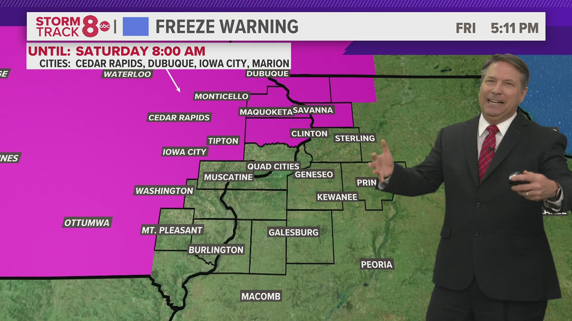 Freeze Warning overnight for parts of the area