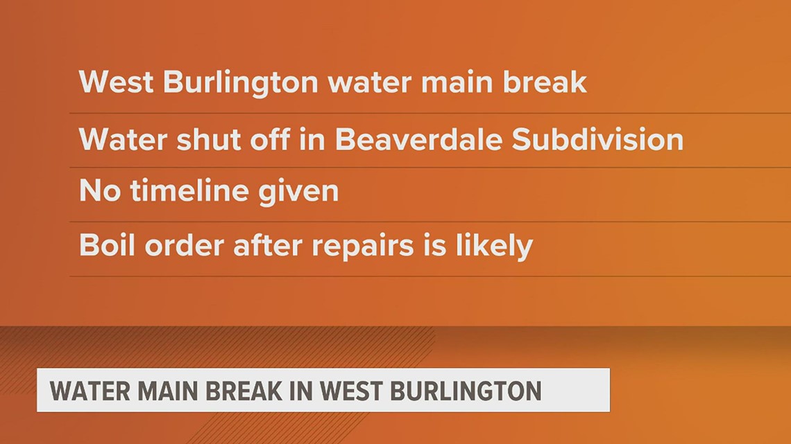 Water main break in West Burlington leaves subdivision without water ...
