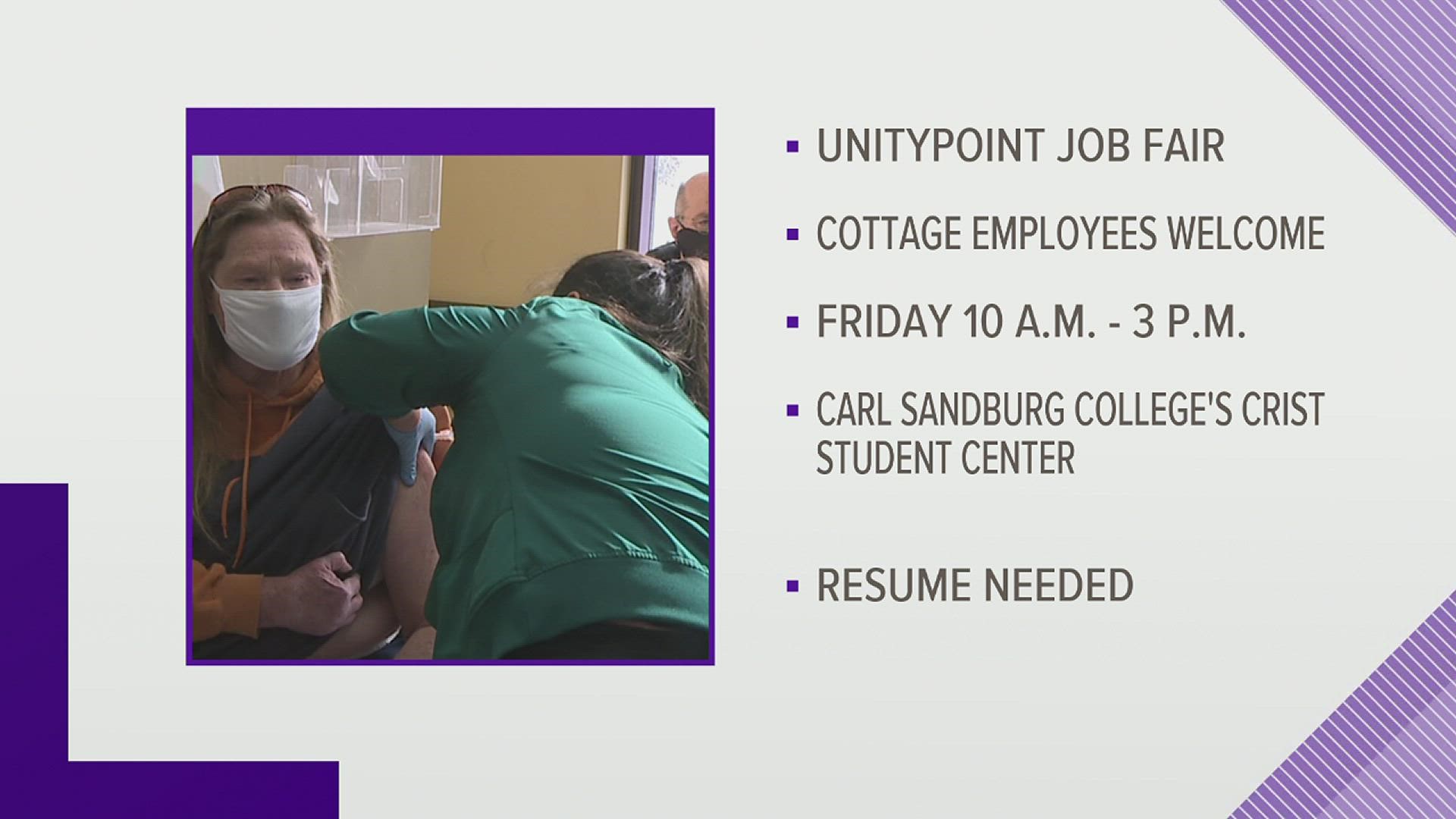 UnityPoint Health says its hospitals, home care and clinics are hiring in the Quad Cities and across Central Illinois.