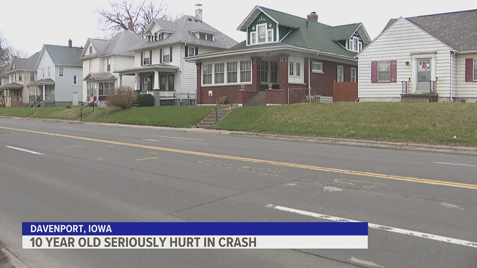 Police say a vehicle was driving westbound on Locust Street when it struck a 10-year-old. The child was transported to a nearby hospital.