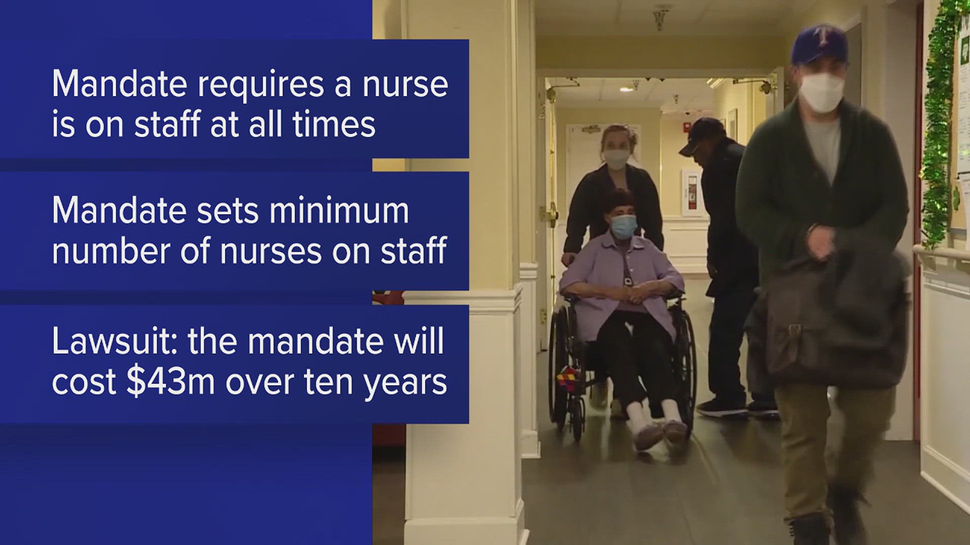 The mandate being challenged requires having a nurse on staff at all times, including during overnight hours.