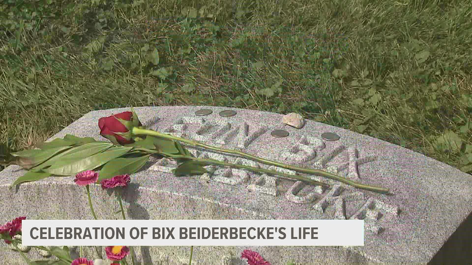 A jazz band played near iconic jazz musician Bix Beiderbecke's grave Saturday at Oakdale Memorial Gardens in Davenport.