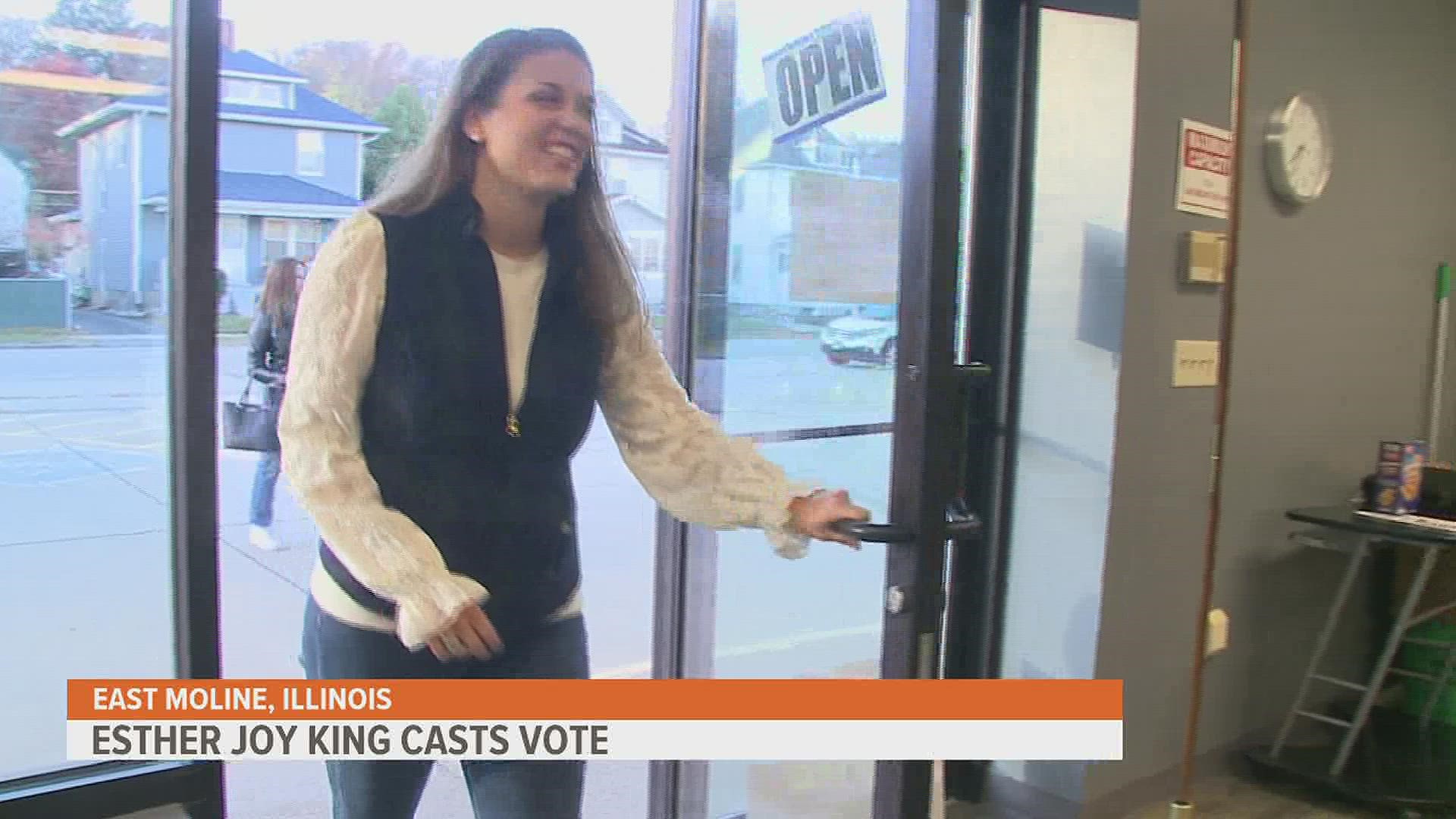 King, the Republican candidate for Illinois District 17, voted on Election Day at her polling location in East Moline.