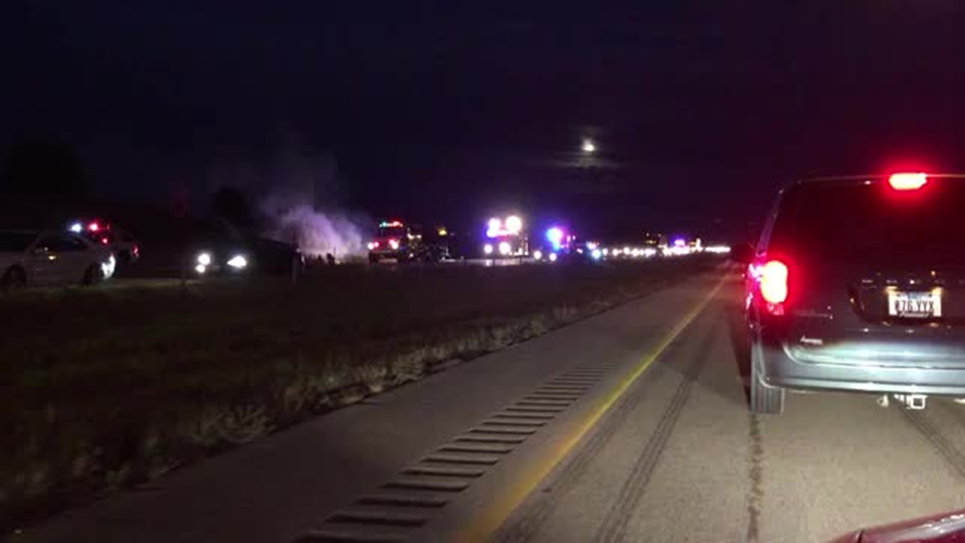 Traffic accident, fire near  West Branch