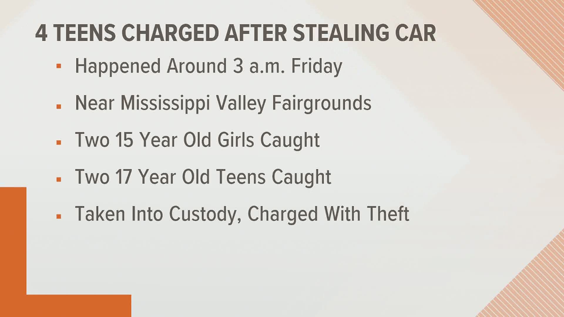 Davenport Police located a stolen car early Friday morning and arrested the four teens inside it.