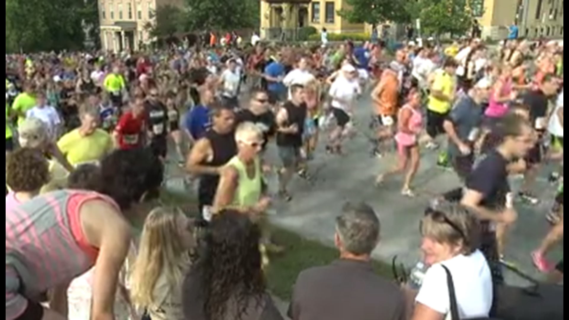 Kids can take part in a 70-yard run or tackle the half-mile run along Fourth Street in Davenport. Parents can run with their kids if they want to.