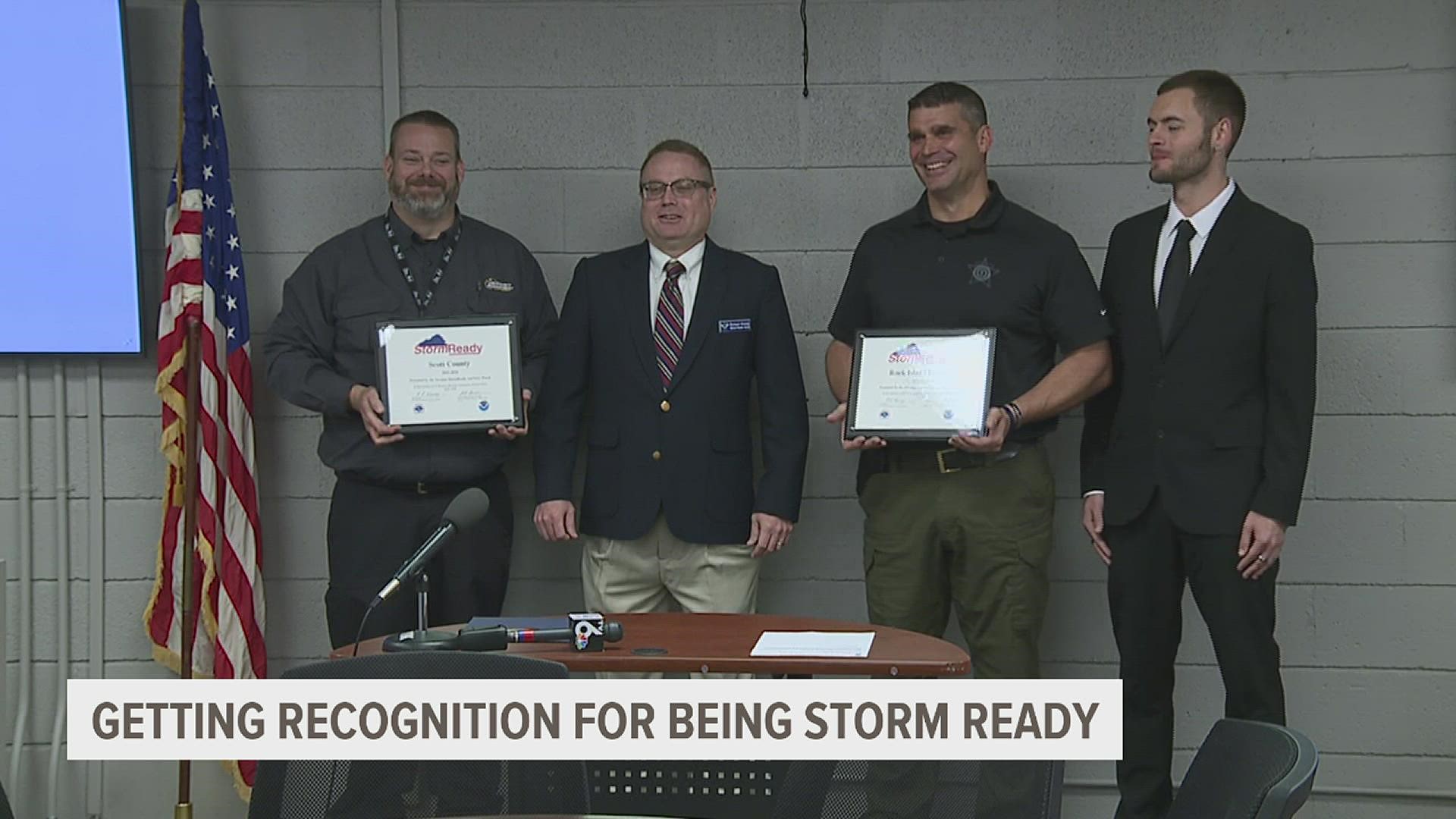 Scott and Rock Island counties officially are "StormReady" based on increased efforts in severe weather preparedness.