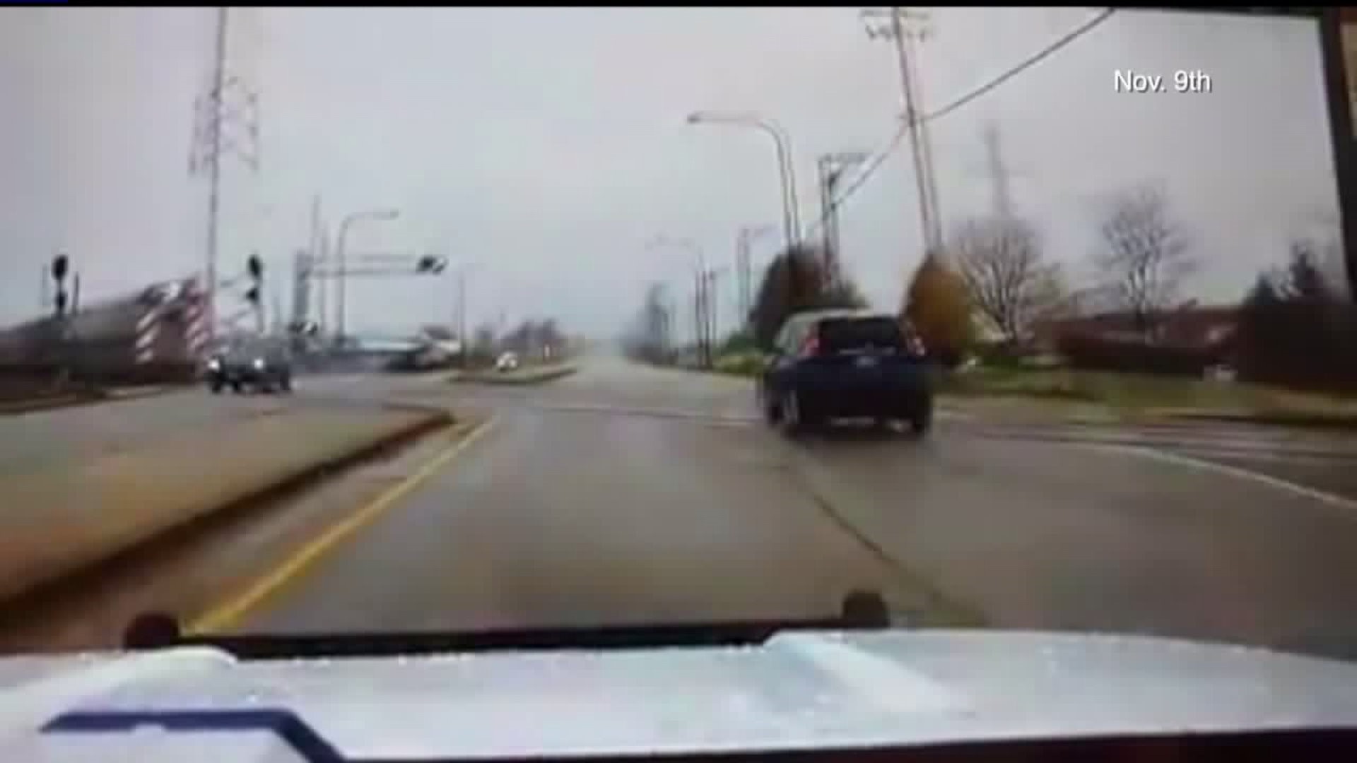 Police squad has close call with train