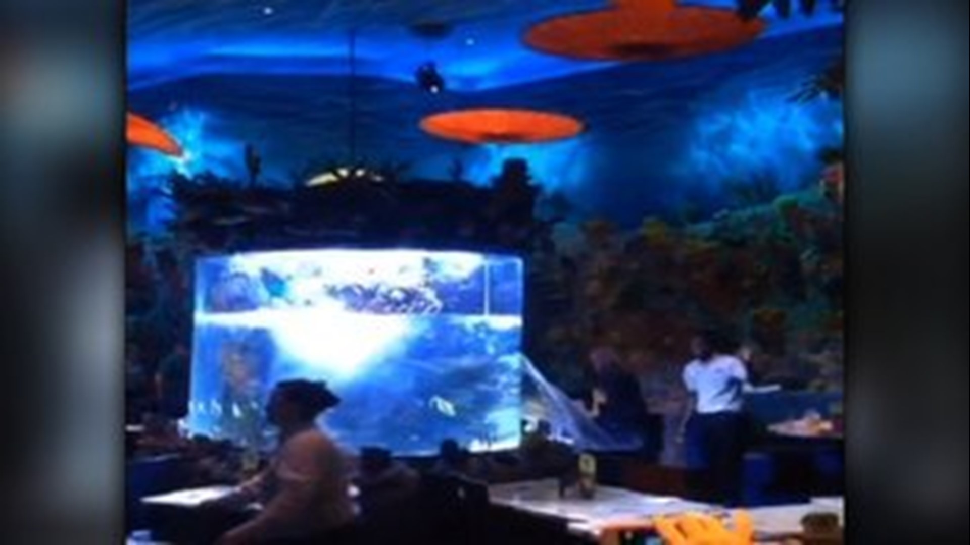 Video Disney restaurant fish tank bursts