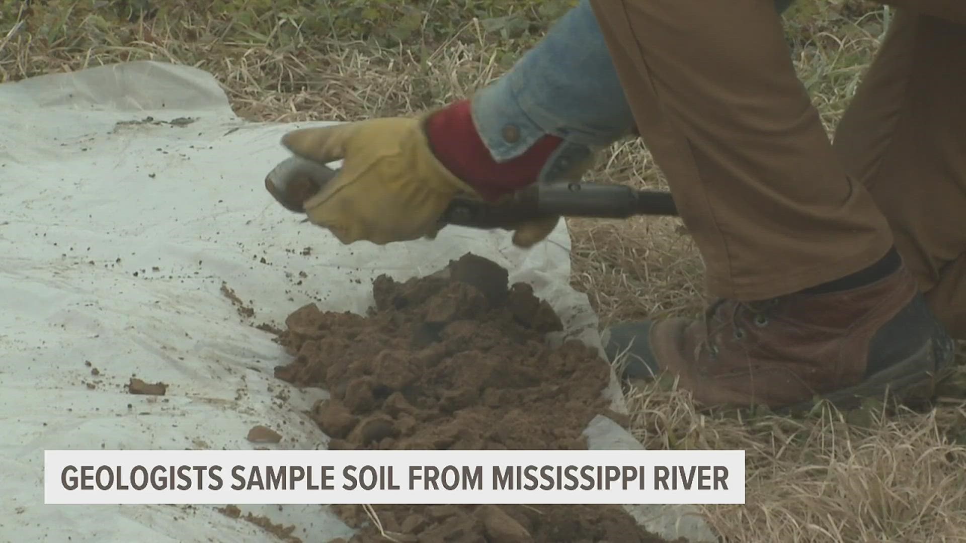 The team drilled holes in Rock Island's Watch Tower plaza for soil samples to study how the Mississippi River's flow has changed over the last 20,000 years.