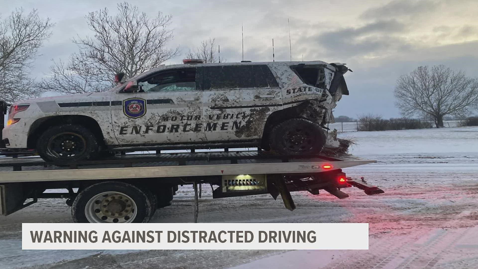 An Iowa police officer was hurt during a crash on I-29 in western Iowa, while providing traffic control for a different accident. The officer is doing okay.