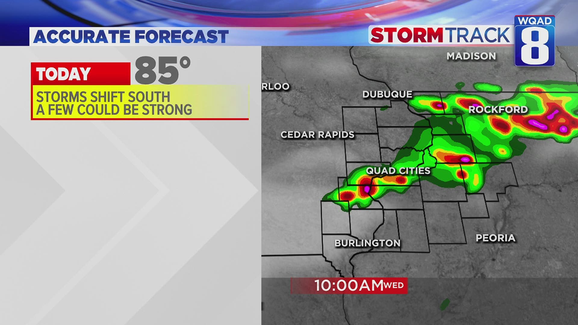Showers and storms possible today.