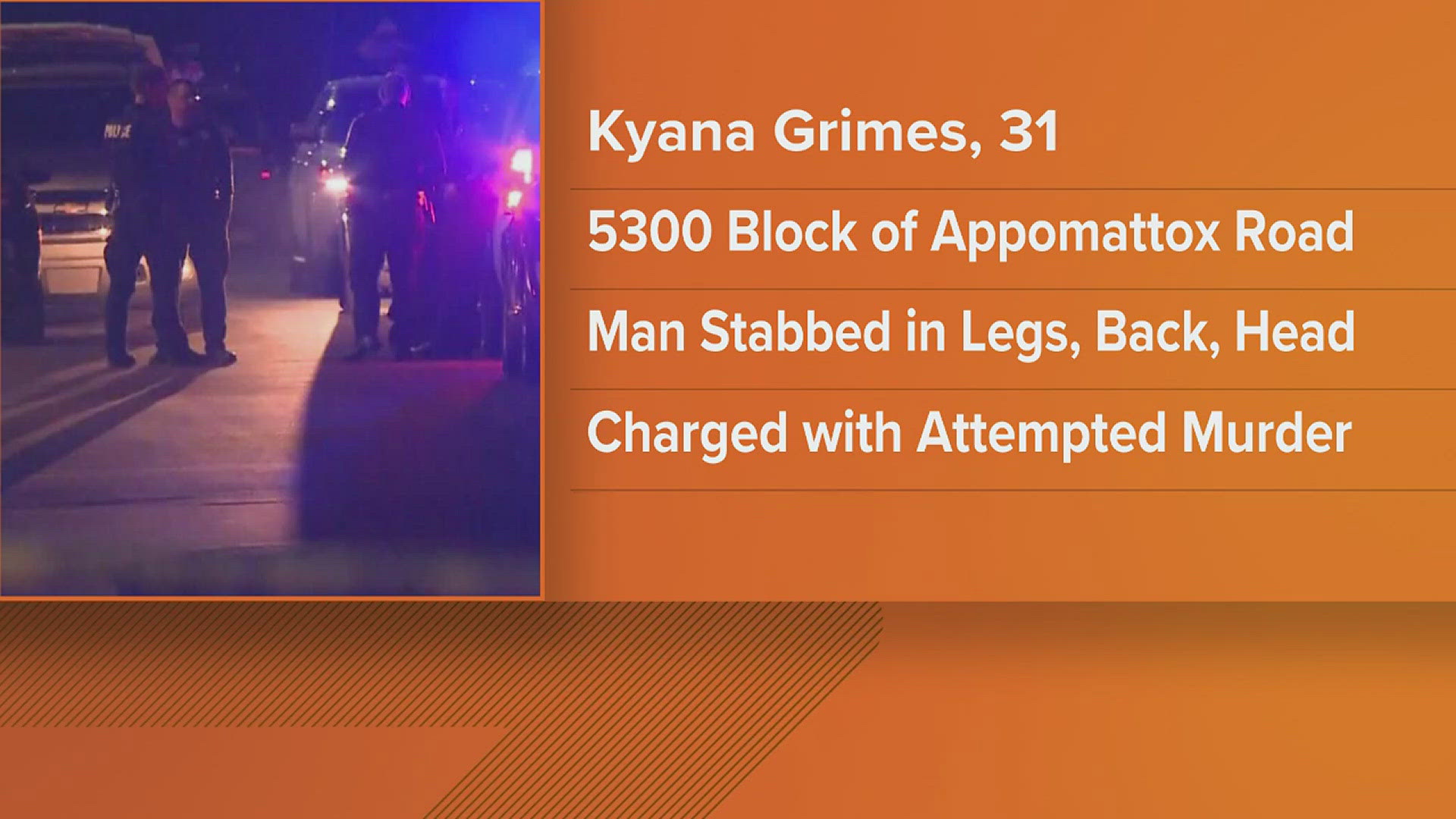 Criminal complaints show 31-year-old Kyana Grimes allegedly stabbed a man several times in his legs, back and head.