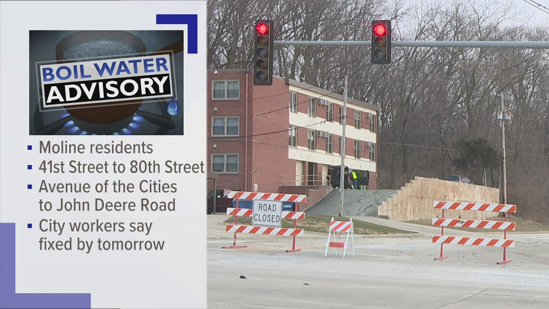 Just over a day after a water main break began a boil order and street closure, the City of Moline announced that the issue had been resolved.