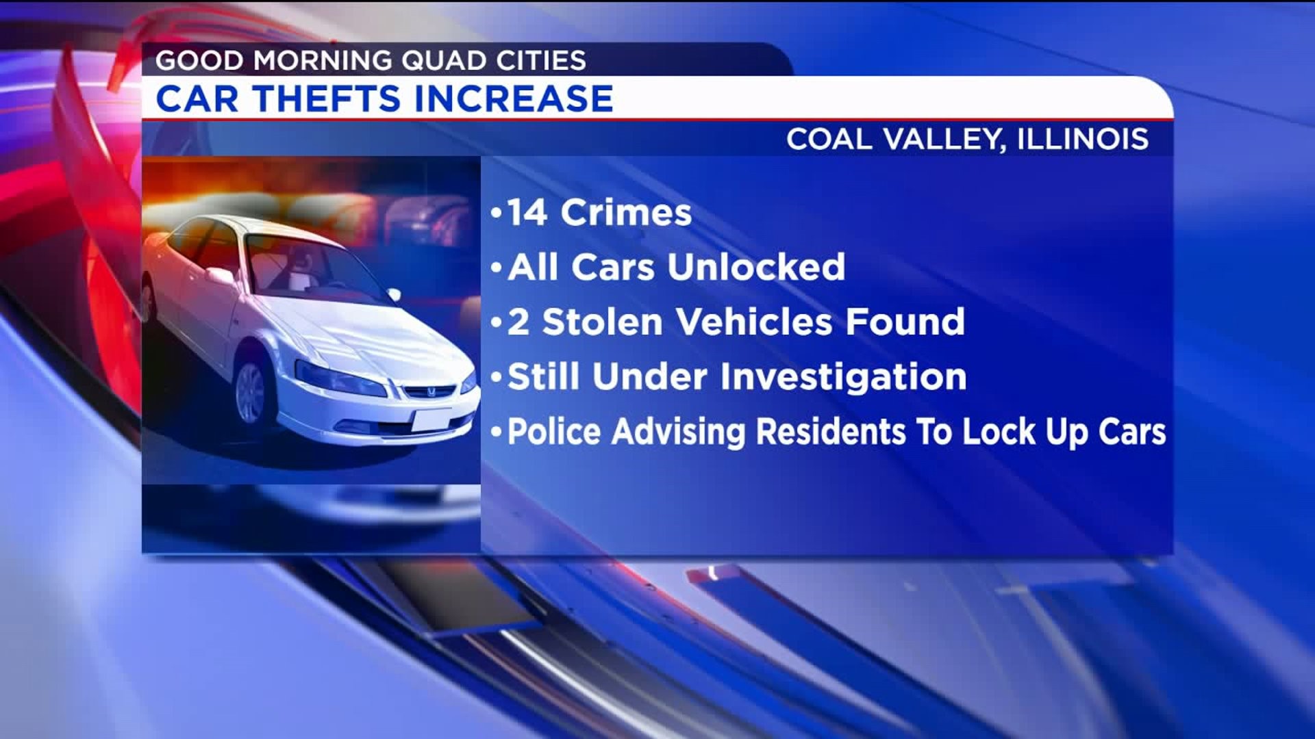 Car Thefts Increase in Coal Valley