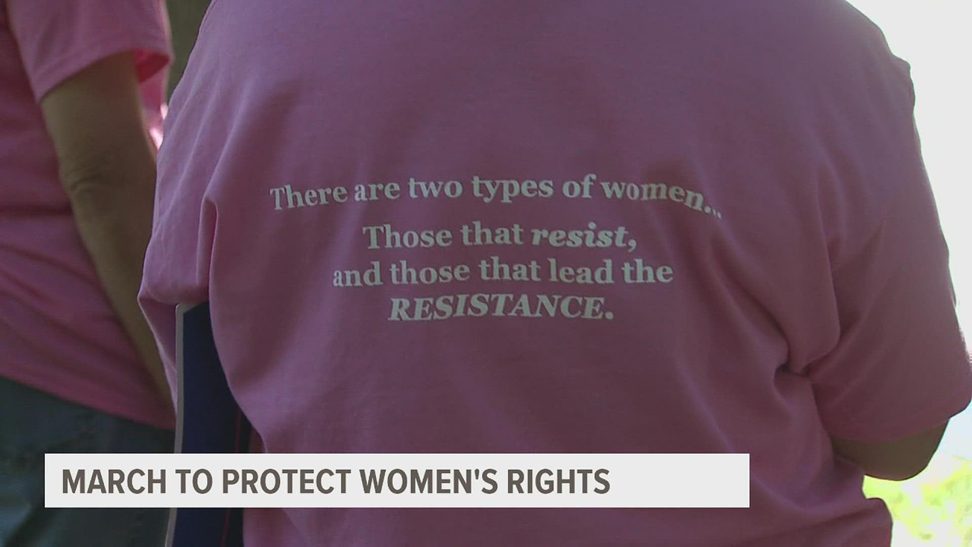 A group of people took to the streets to speak out on women's rights