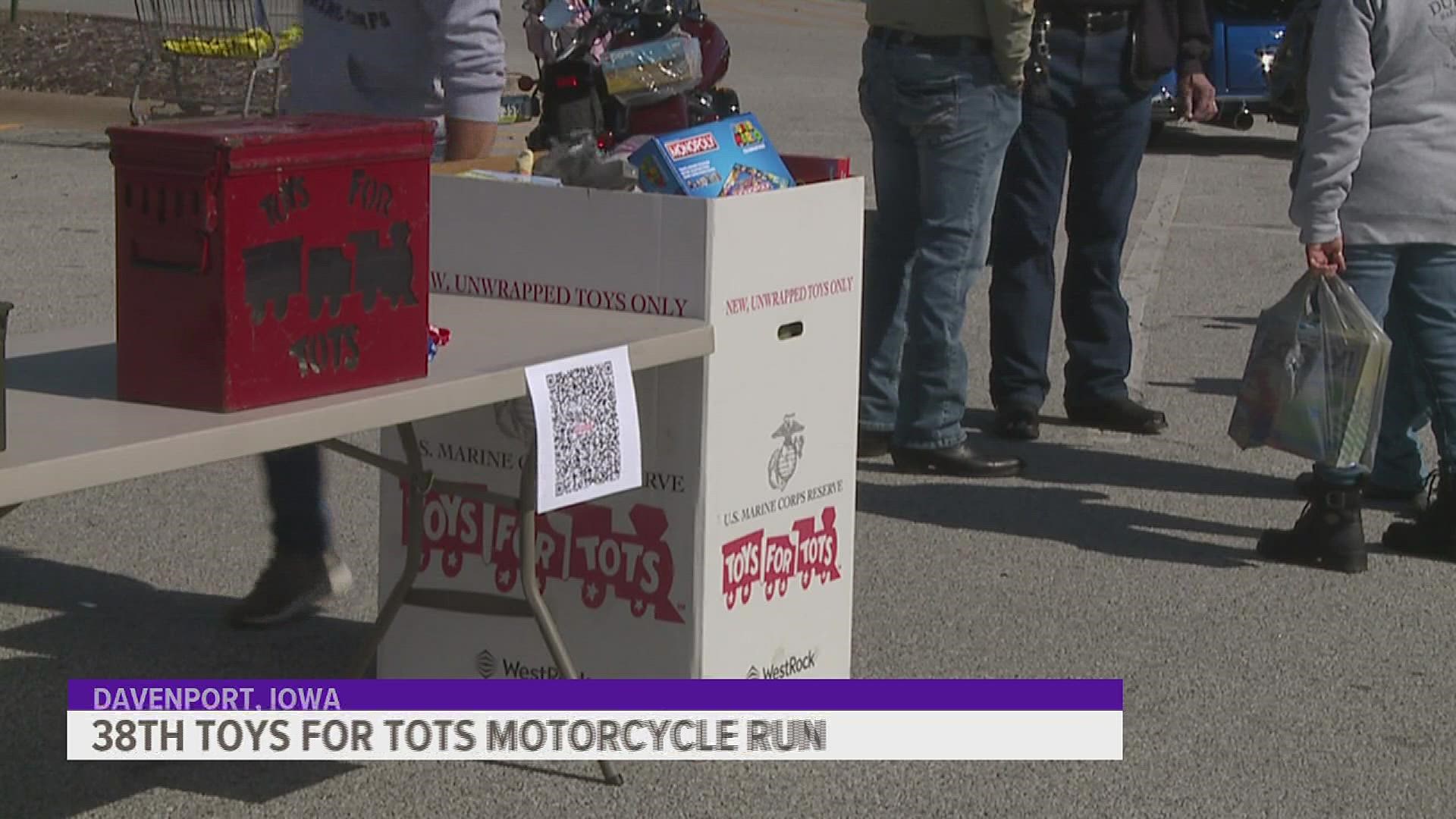 A quad cities non-profit organization hit the roads today for their 38th annual Toys for Tots Motorcycle Run.