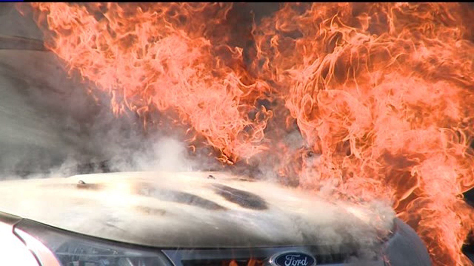 Car burst into flames