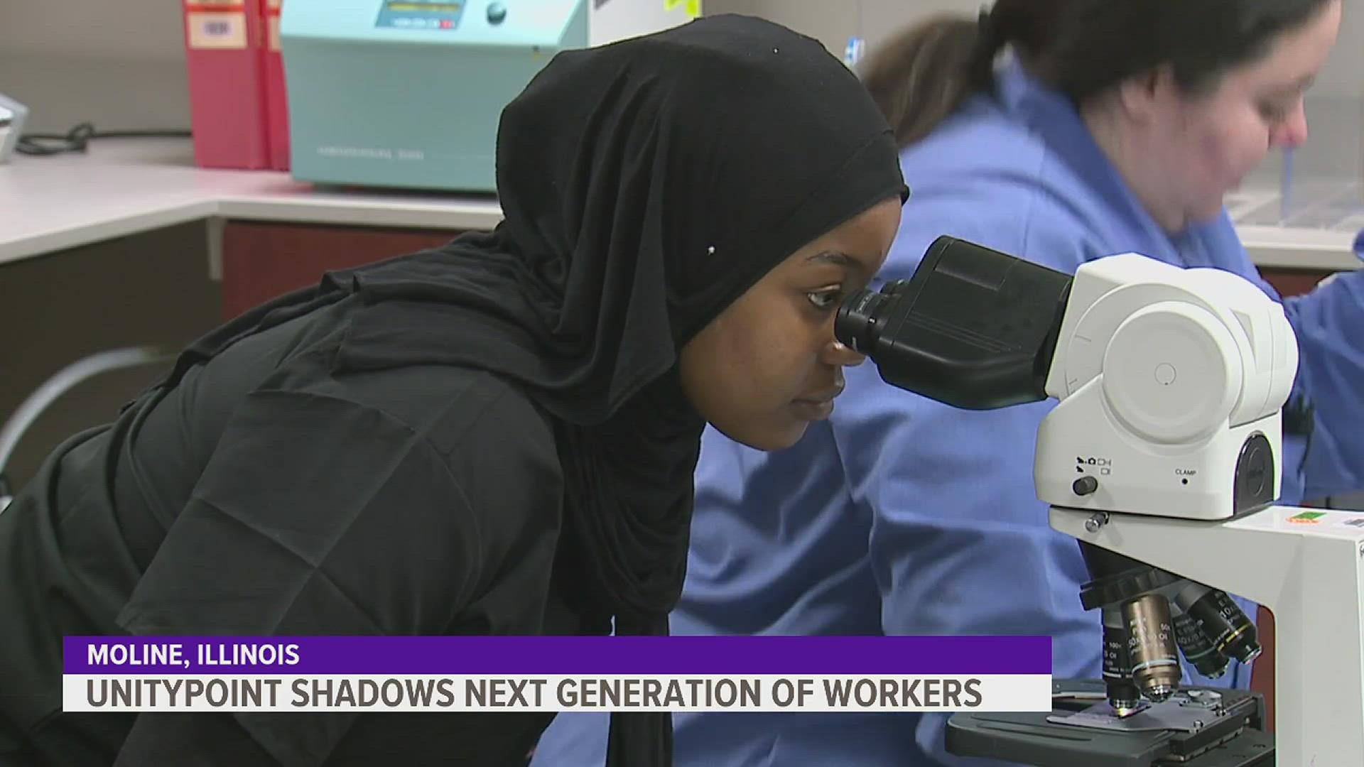 A group of seven United Township students with CNA certifications is getting the chance to meet with workers in many departments and learn what the jobs are like.