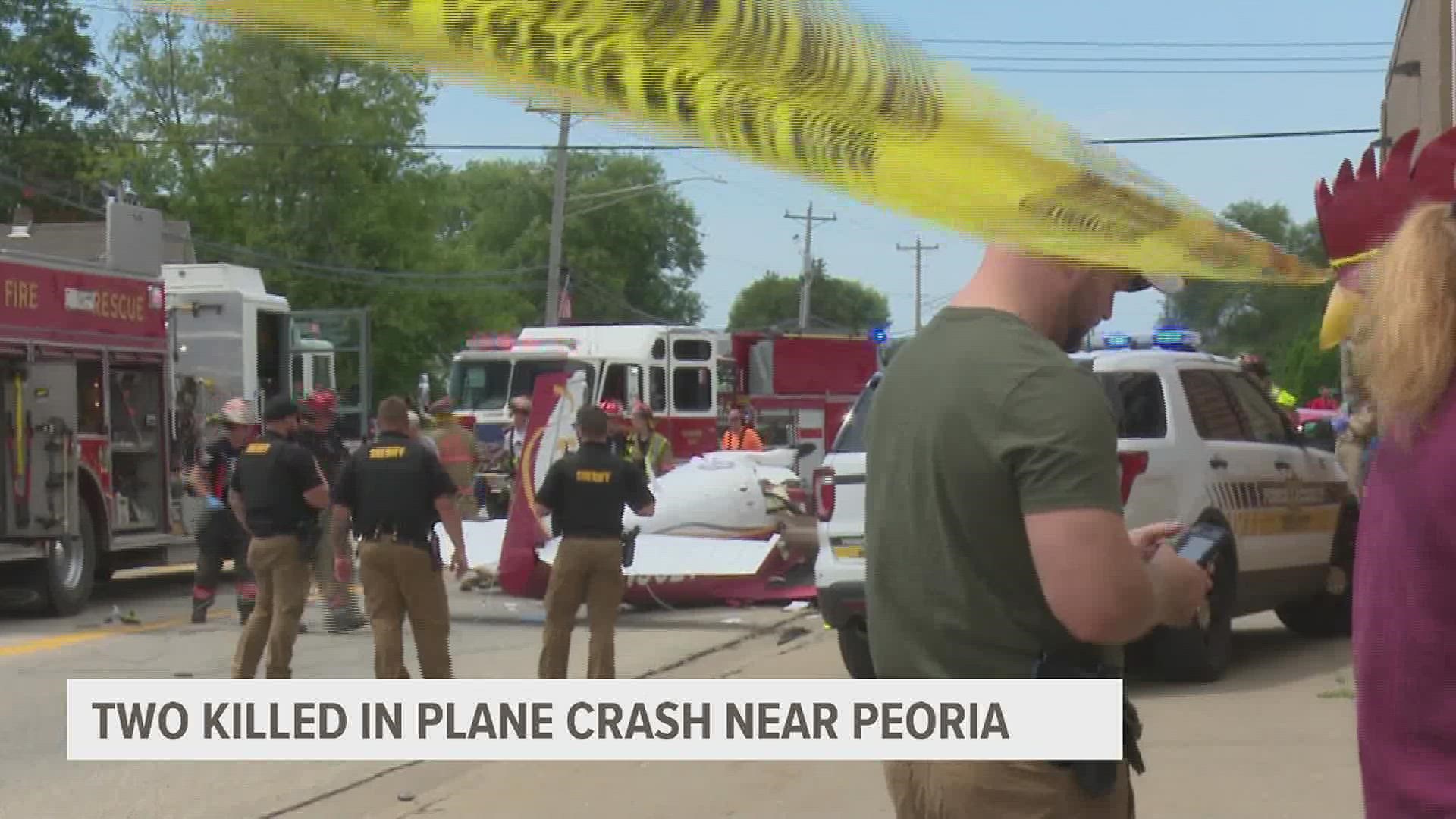 Witnesses said the small plane was having trouble while flying and tried to land on a street Saturday in the Village of Hanna City.