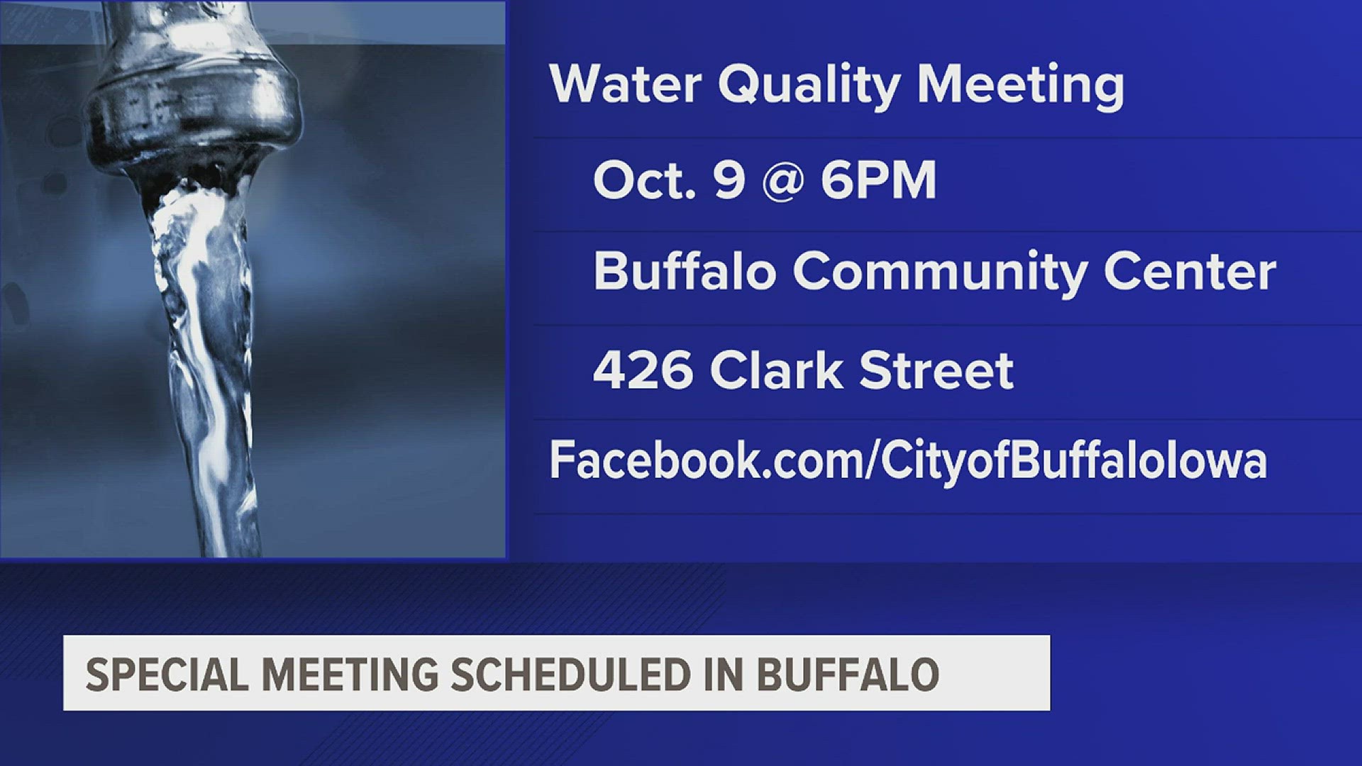 The meeting will be held at the Buffalo Community Center on Monday, Oct. 9 at 6 p.m.
