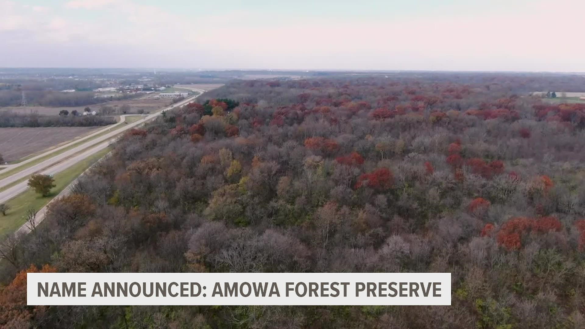 The new 180-acre East Moline park was named Amôwa Forest Preserve. "Amôwa" is the Sauk word for "bee."