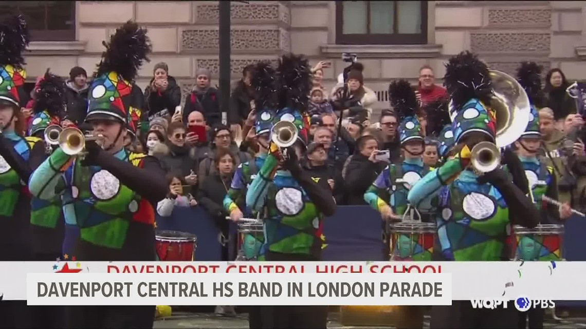 Davenport Central marching band performs at London's New Year's Day