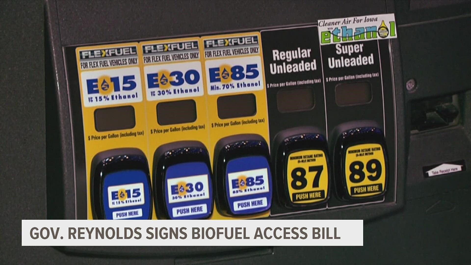 The bill adopts a statewide E15 ethanol standard and seeks to expand access to biofuel across the state to lower the cost of fuel.