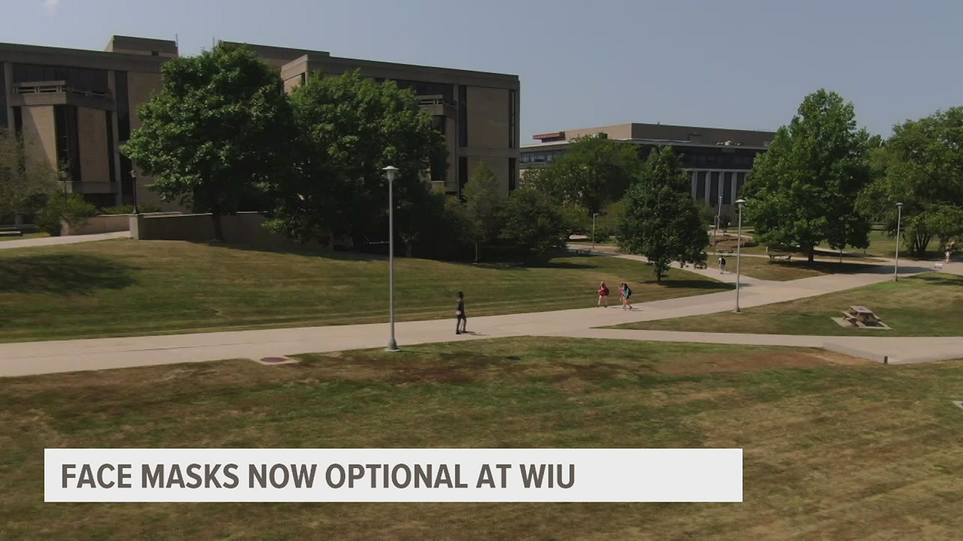 Students and faculty are expected to carry a face mask on them but are not required to wear it in most places on Western Illinois University campuses.