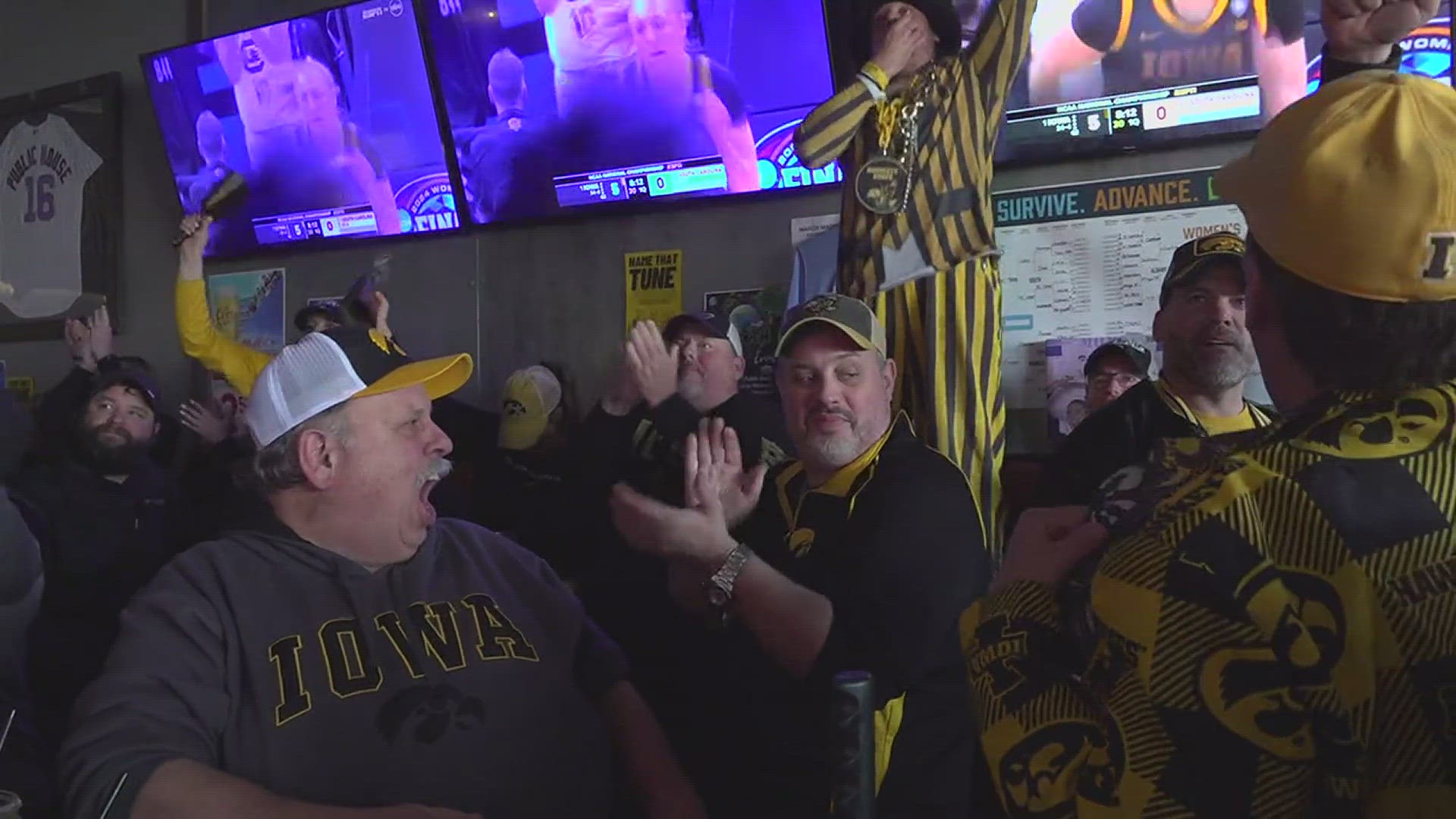 Hundreds of Hawkeye fans crammed into Public House in Davenport to watch the showdown with South Carolina.