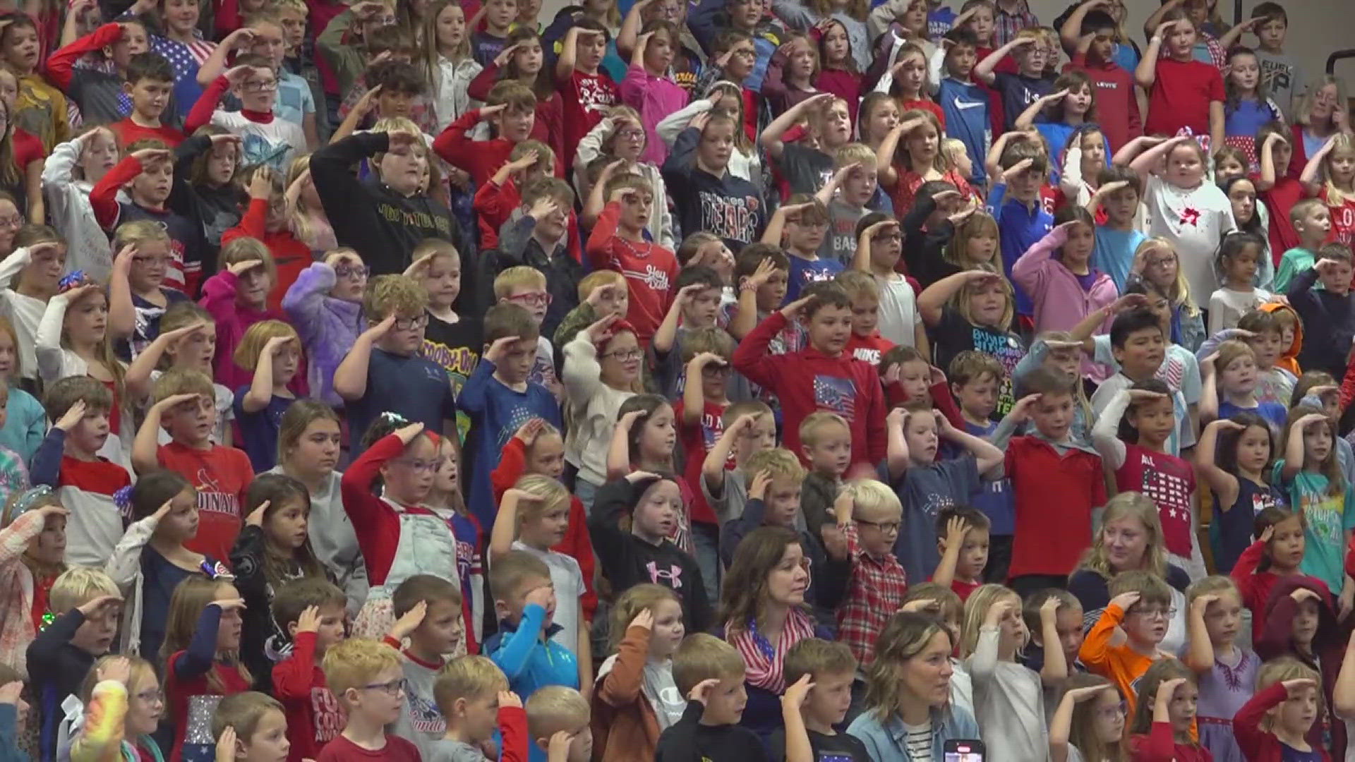 Students were able to sit with family members who served.