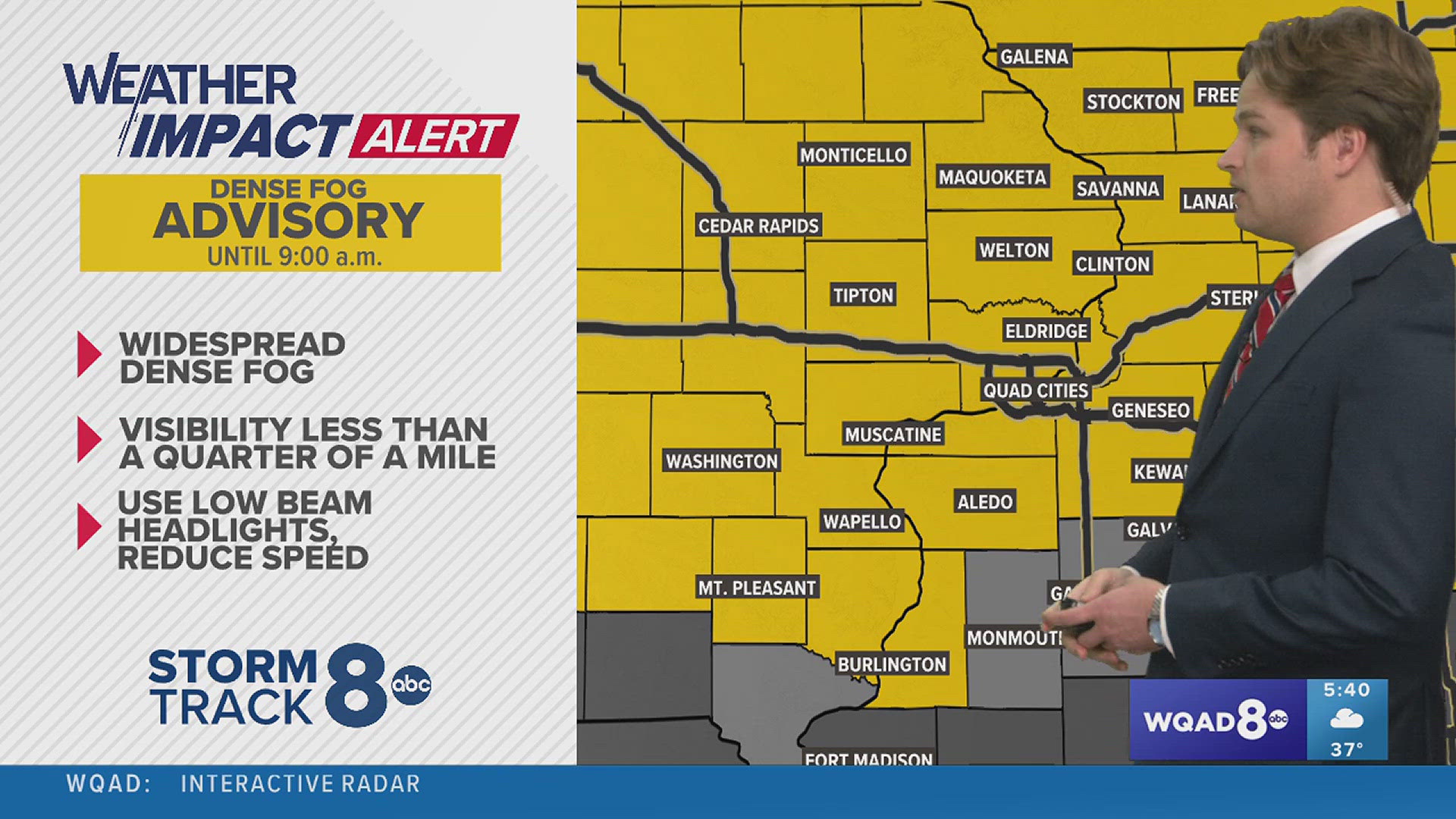 Weather Impact Alert: We have issued a Storm Track 8 Weather Impact Alert through 9:00 a.m. Monday morning. Visibility could be lower than 1/4 of a mile at times.