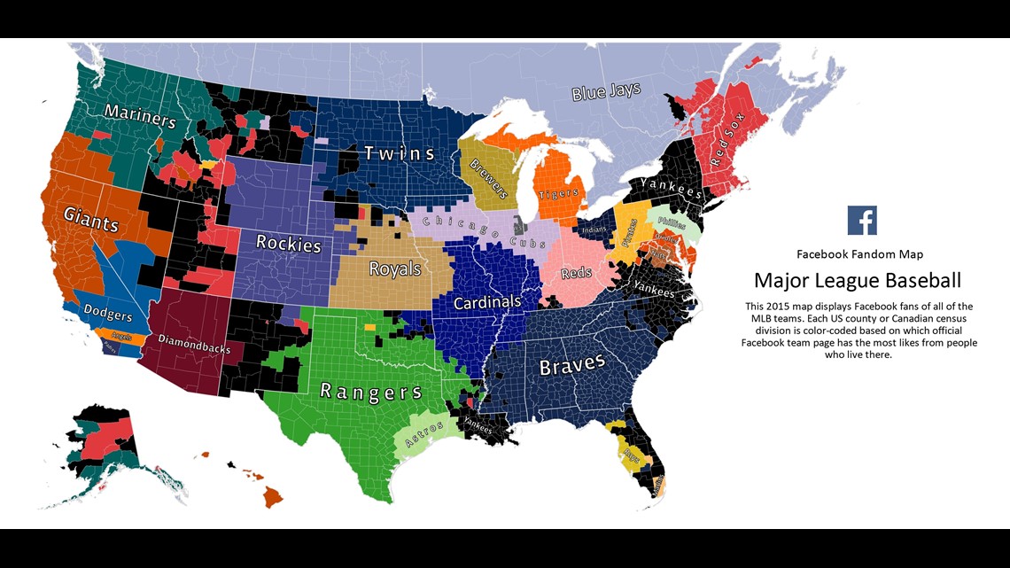 Map shows the most popular baseball team in your area