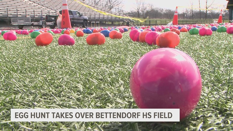 Early egg hunt takes over Bettendorf High School field