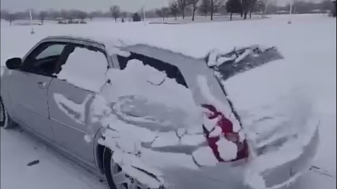Viral Video Bizarre way to clear snow off your car