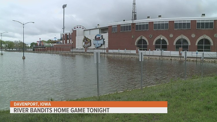 QC River Bandits first home game surrounded by flood waters