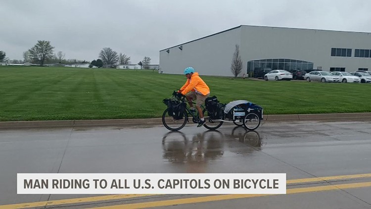 Man rides to all US capitols on bicycle, donating blood along the way