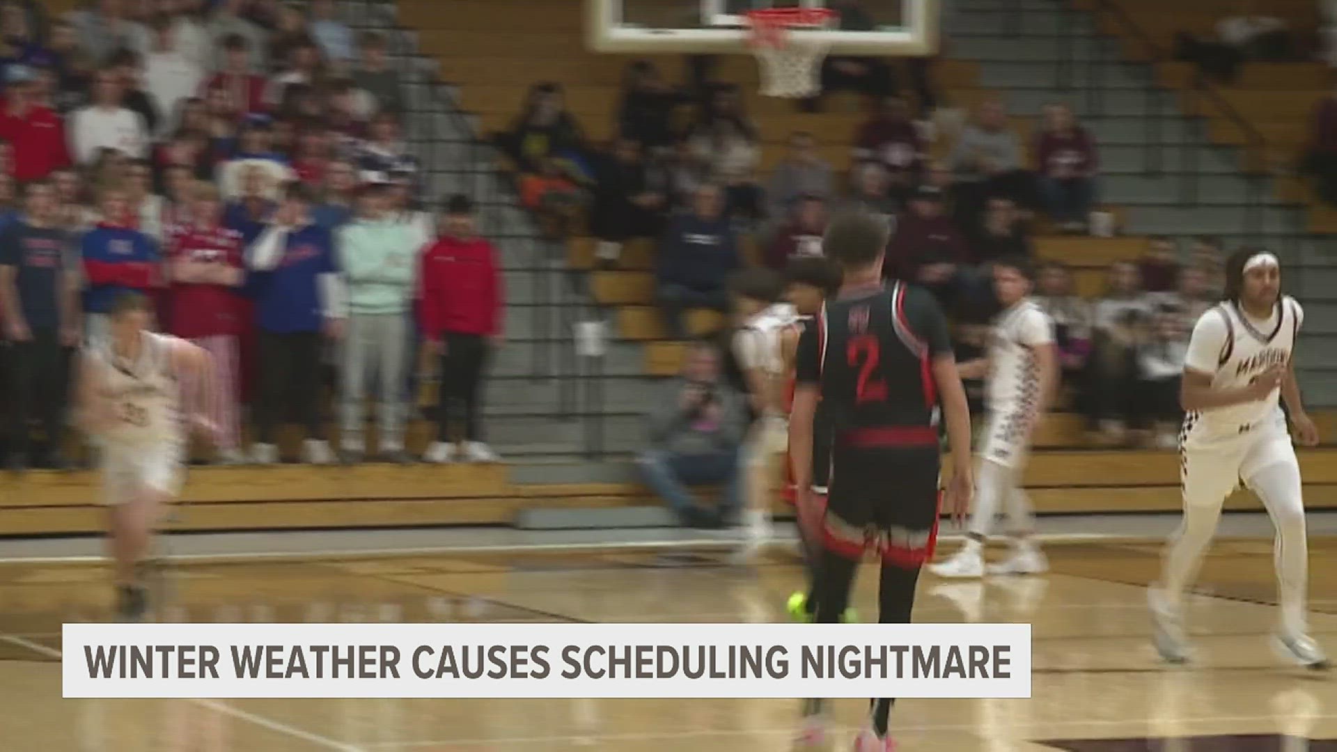 Extreme winter weather has led to numerous cancellations for high school teams in the News 8 viewing region.