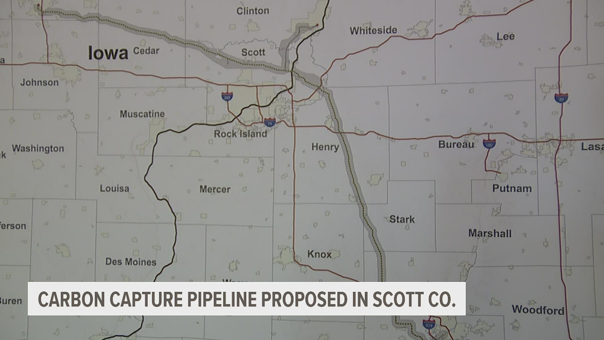 It's proposing a 280-mile long pipeline that would transport liquid carbon dioxide from the ADM plants in Cedar Rapids and Clinton to be stored in central Illinois.