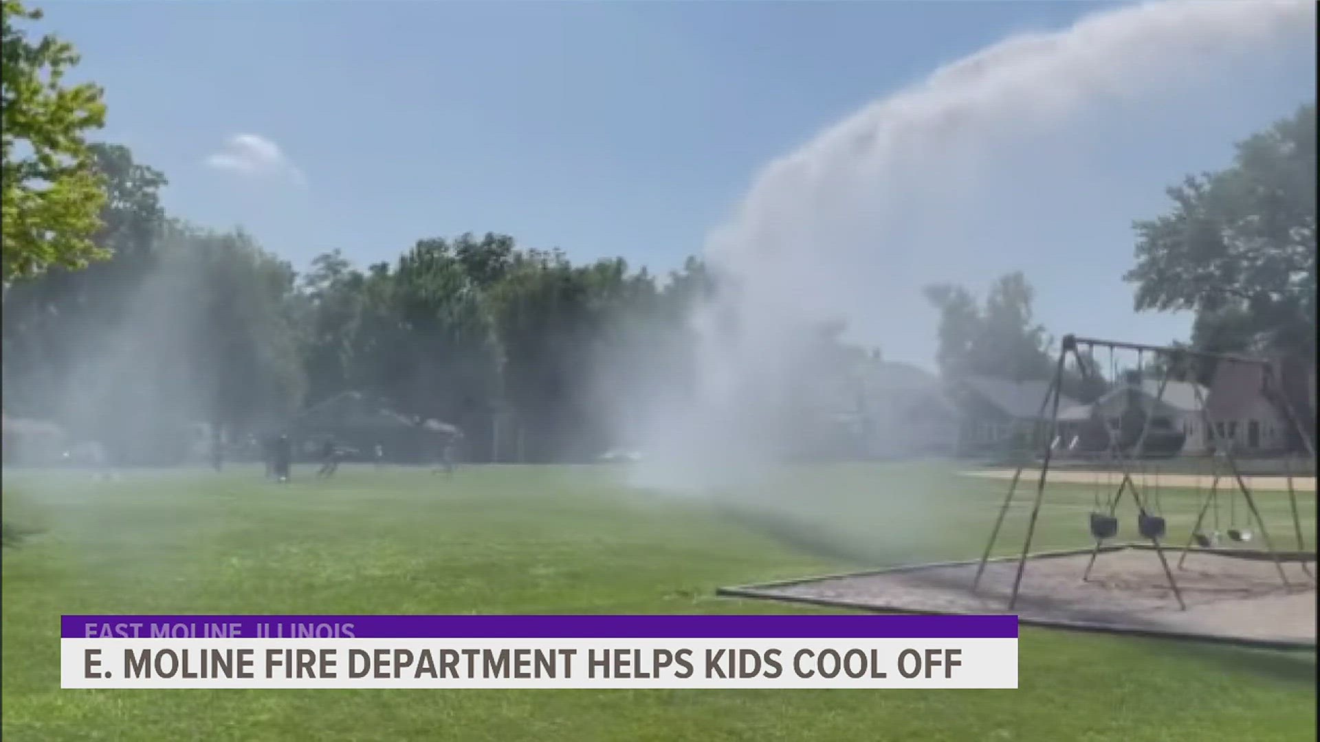 The department used its fire hose to help kids at Radden Park cool off on the hot, humid day.