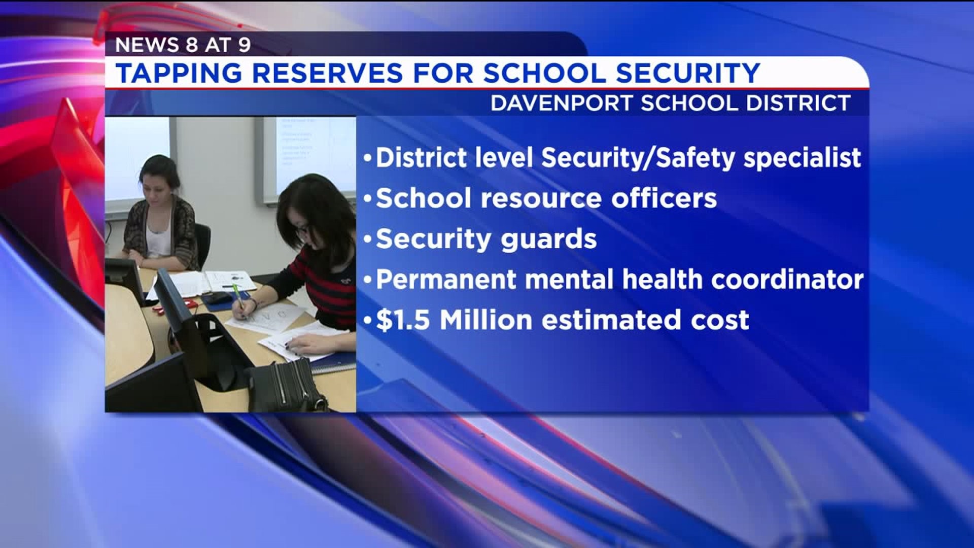 Davenport wants to use reserve funds to make sure students are safe