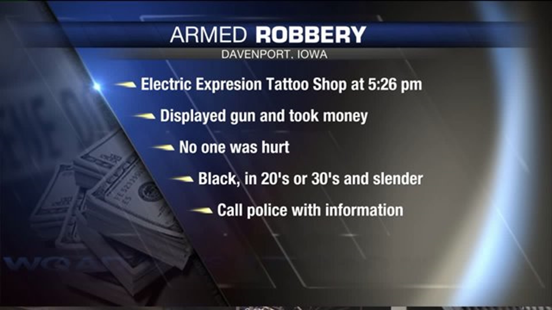 Police searching for suspect in Davenport armed robbery