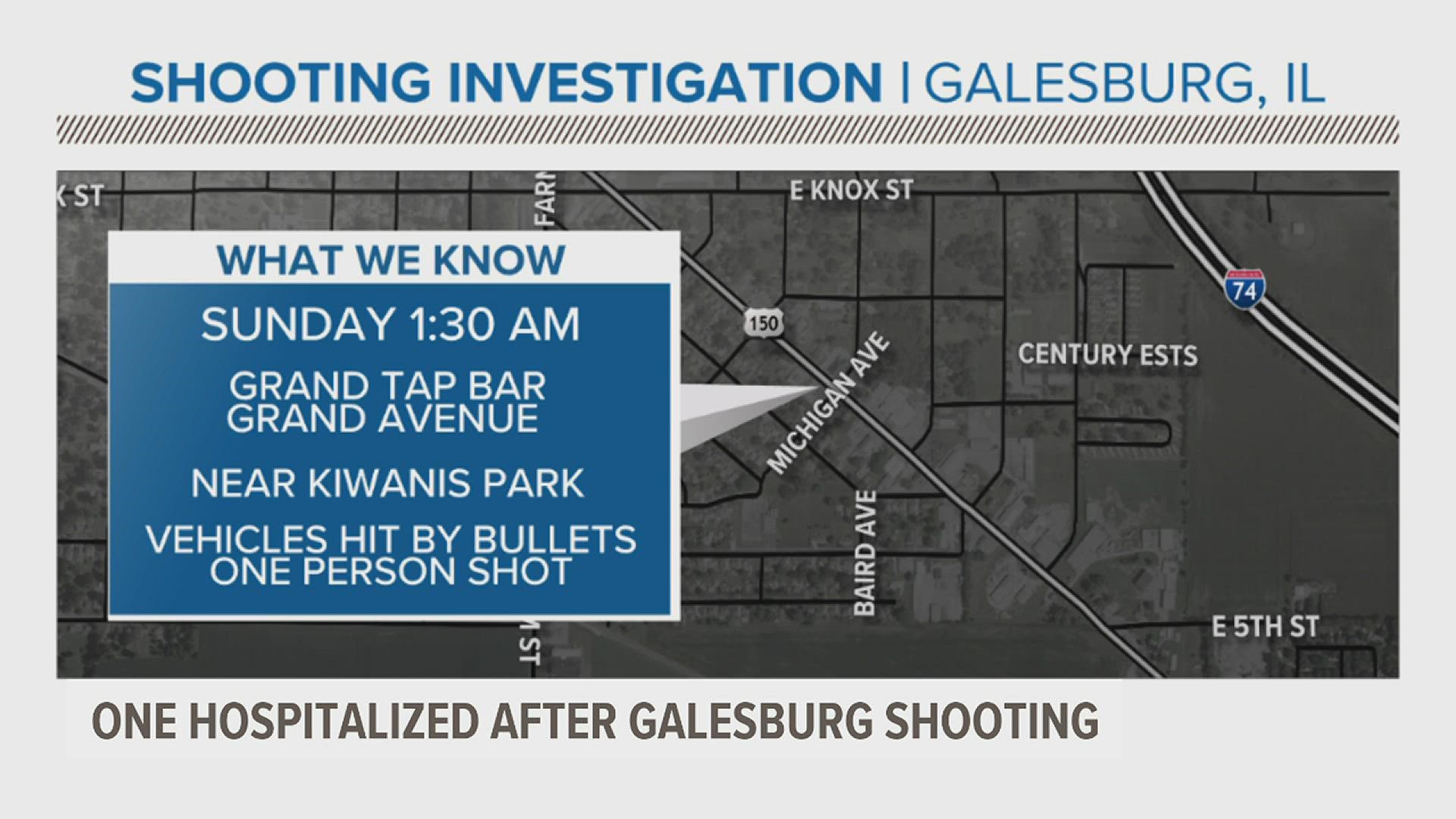 Police found several vehicles riddled with bullets at the Grand Tap bar near Kiwanis Park before learning of one person shot.